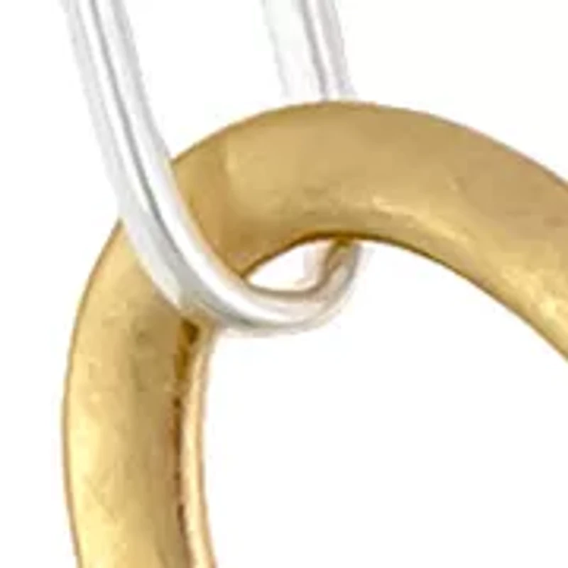 Two Tone Short Open Oval Link with White Mop Oval Shell Center Necklace 
