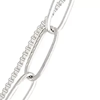 Silver Tone 2 Row Open Link Chain Blue Donut Pendant Necklace