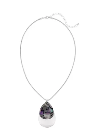 Silver Tone Layered Double Teardrop Pendant Necklace