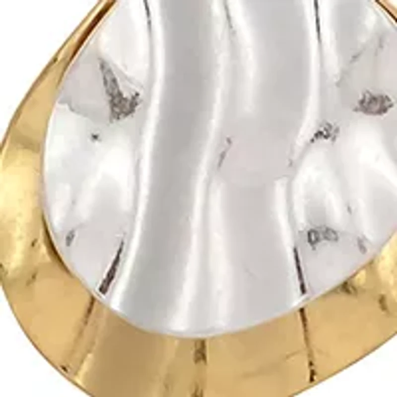 Two-Tone Long Layered Double Oval Disc Pendant Necklace