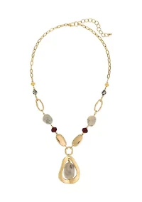Gold Tone Linked Orbital Pendant Necklace