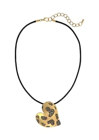 Hematite Stone Accented Heart Pendant Necklace
