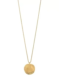 Gold Tone Long Disc Pendant Necklace