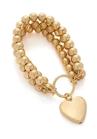 3 Row Beaded Stretch Heart Drop Bracelet
