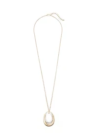 Two Tone Long Double Link Drop Pendant Necklace