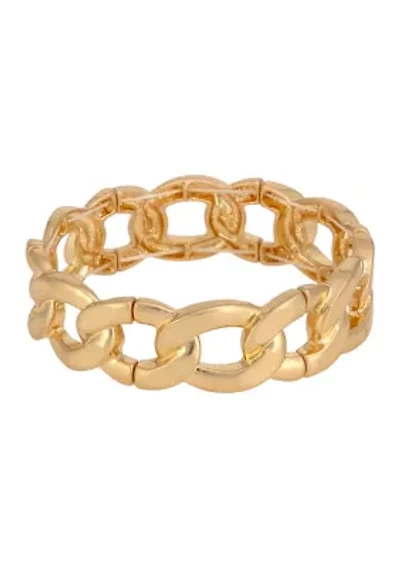 Gold Curb Link Stretch Bangle