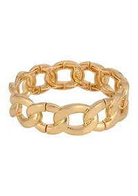 Gold Curb Link Stretch Bangle