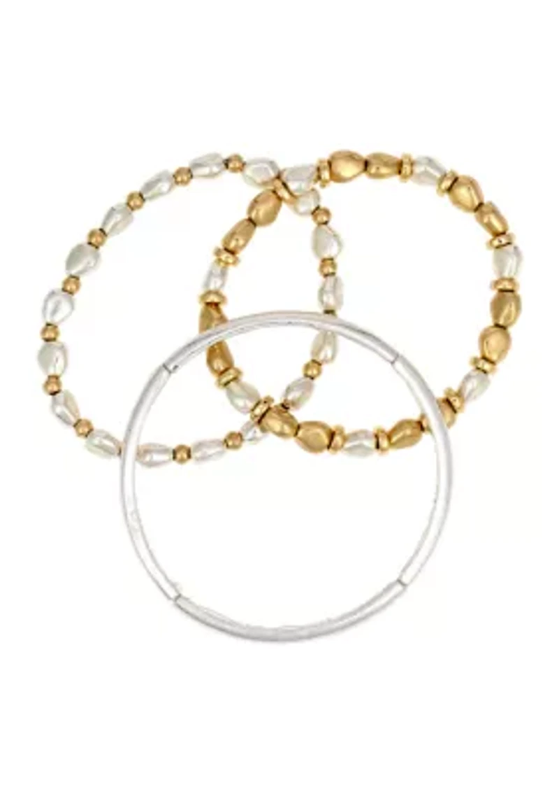 Two Tone Bracelets - Set of 3