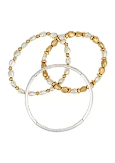 Two Tone Bracelets - Set of 3