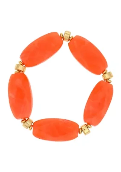 Gold-Tone Chunky Coral Bead Stretch Bracelet