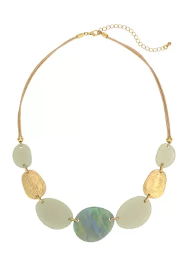 Gold Tone Mix Oval Link Frontal Necklace