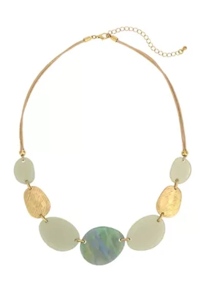 Gold Tone Mix Oval Link Frontal Necklace