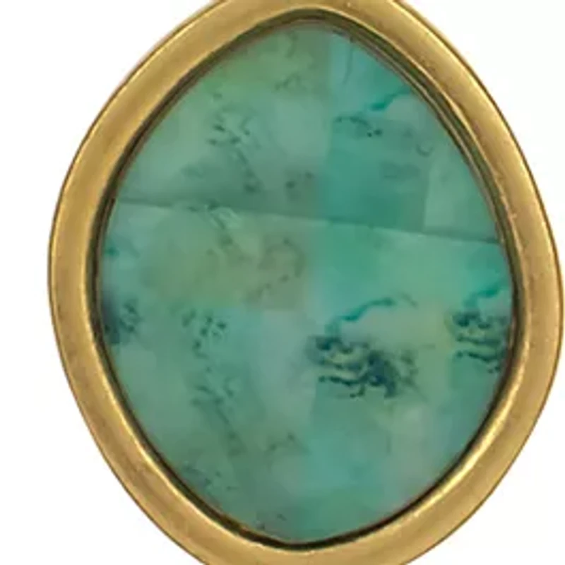 Gold Tone Long Chain Multi Color Beads and Green Multi Pendant Drop Necklace