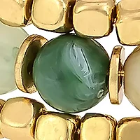 Gold Tone Green Multi Beaded Wrap Coil Bracelet