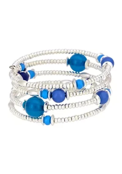 Multi Bead Coil Wrap Bracelet