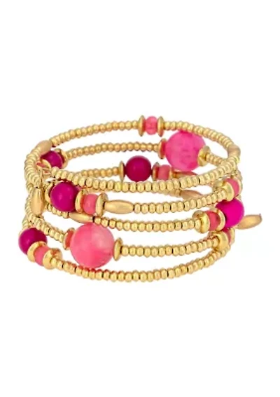 Multi Bead Coil Wrap Bracelet