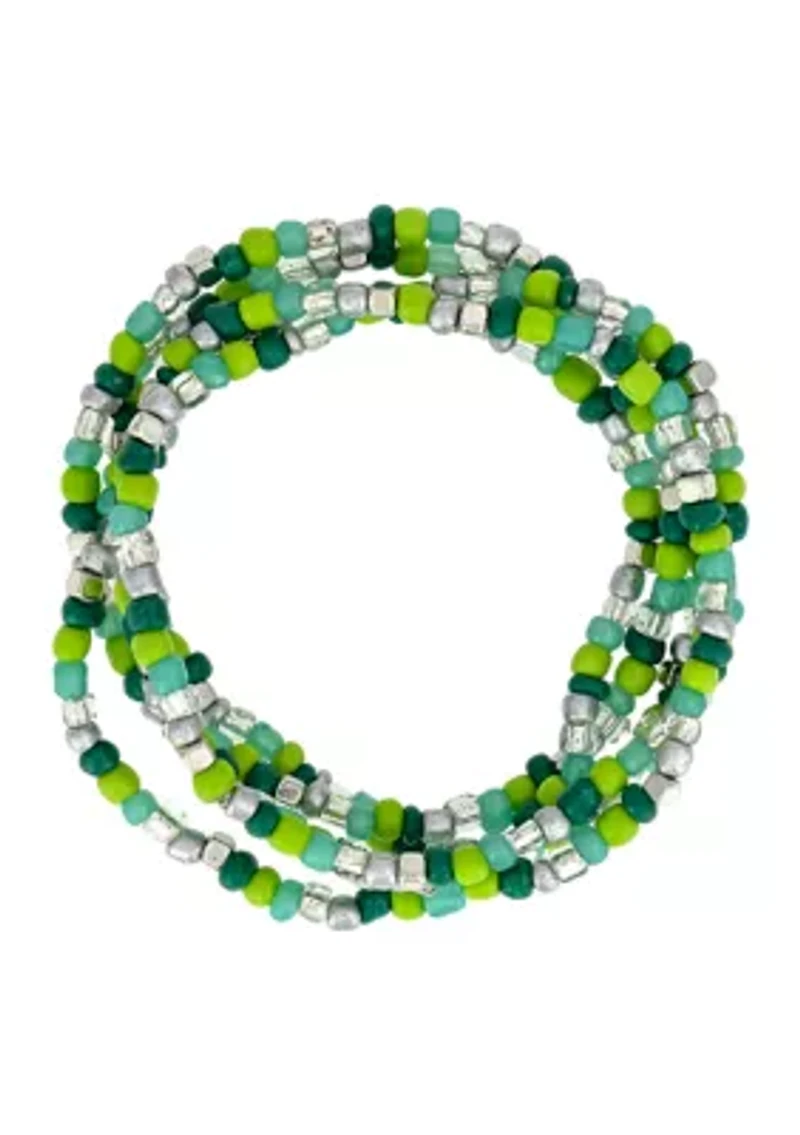 5 Row Multi Seed Bead Stretch Bracelet Set