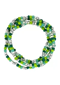 5 Row Multi Seed Bead Stretch Bracelet Set