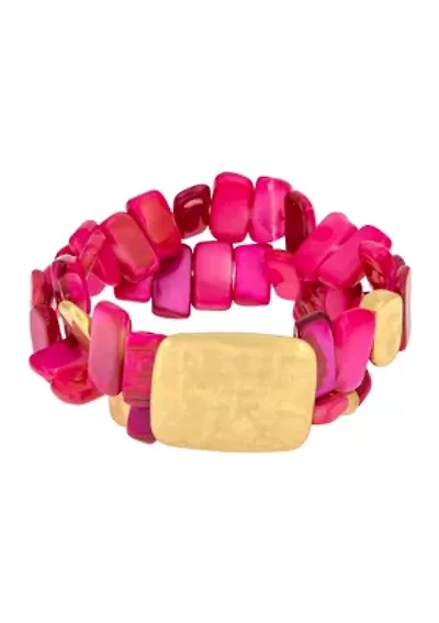 2 Row Shell Beaded Stretch Bracelet