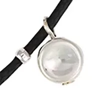 Silver Tone Black Cord with Small Silver tone Disc Drops Necklace