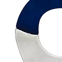 Silver Tone Long Double Round Blue and Silver Disc Pendant Necklace