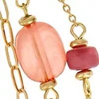 Gold-Tone 3 Row Multi Berry Bead Chain Necklace