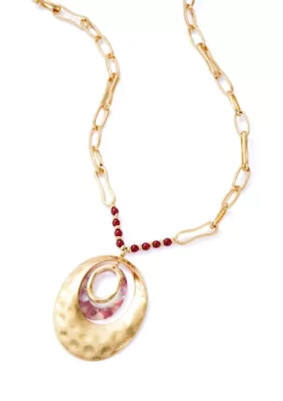 Women's Gold Tone Berry Orbital Pendant Necklace