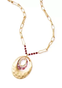 Women's Gold Tone Berry Orbital Pendant Necklace