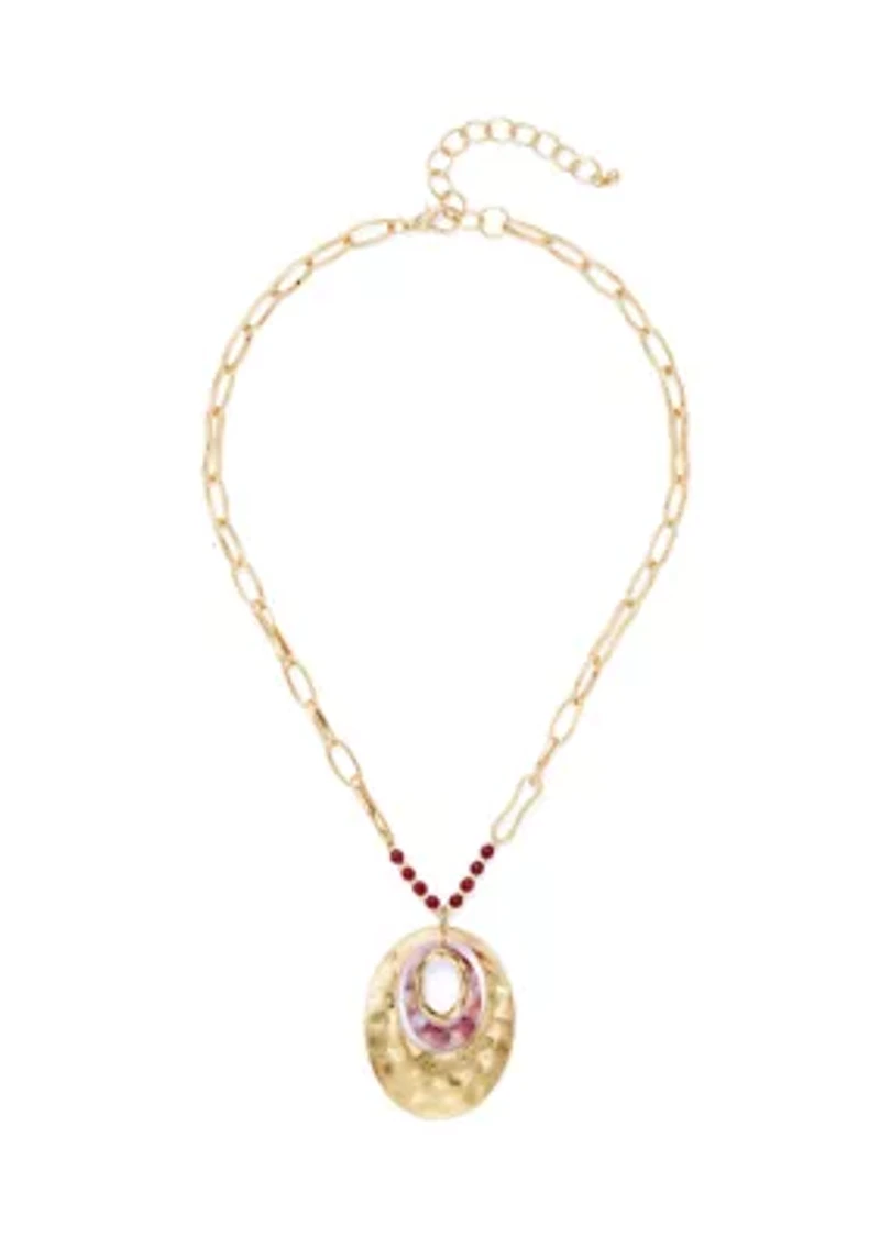 Women's Gold Tone Berry Orbital Pendant Necklace
