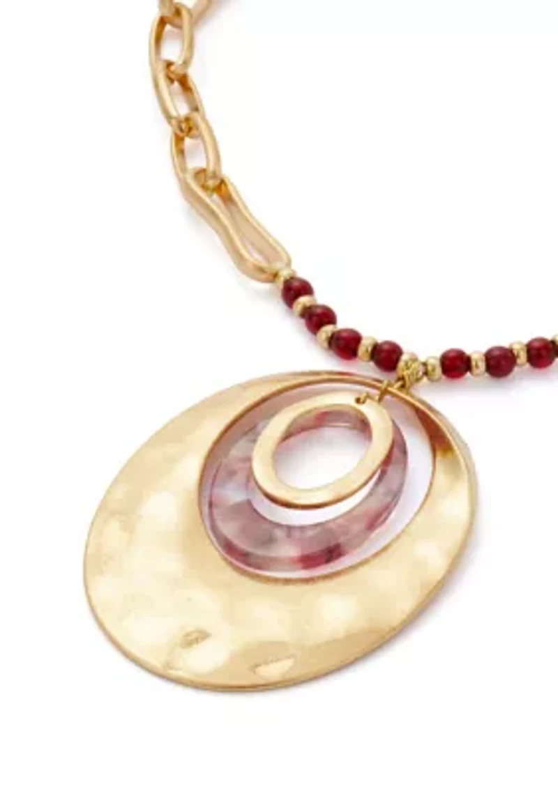 Women's Gold Tone Berry Orbital Pendant Necklace