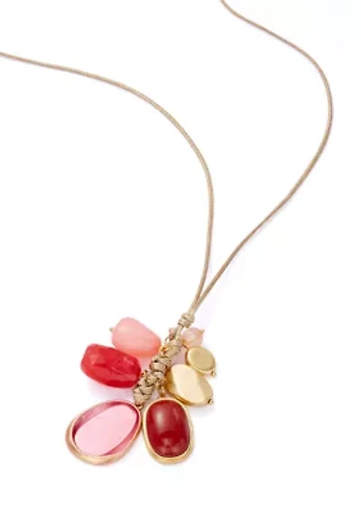 Gold Tone Berry Shaky Pendant Cord Necklace