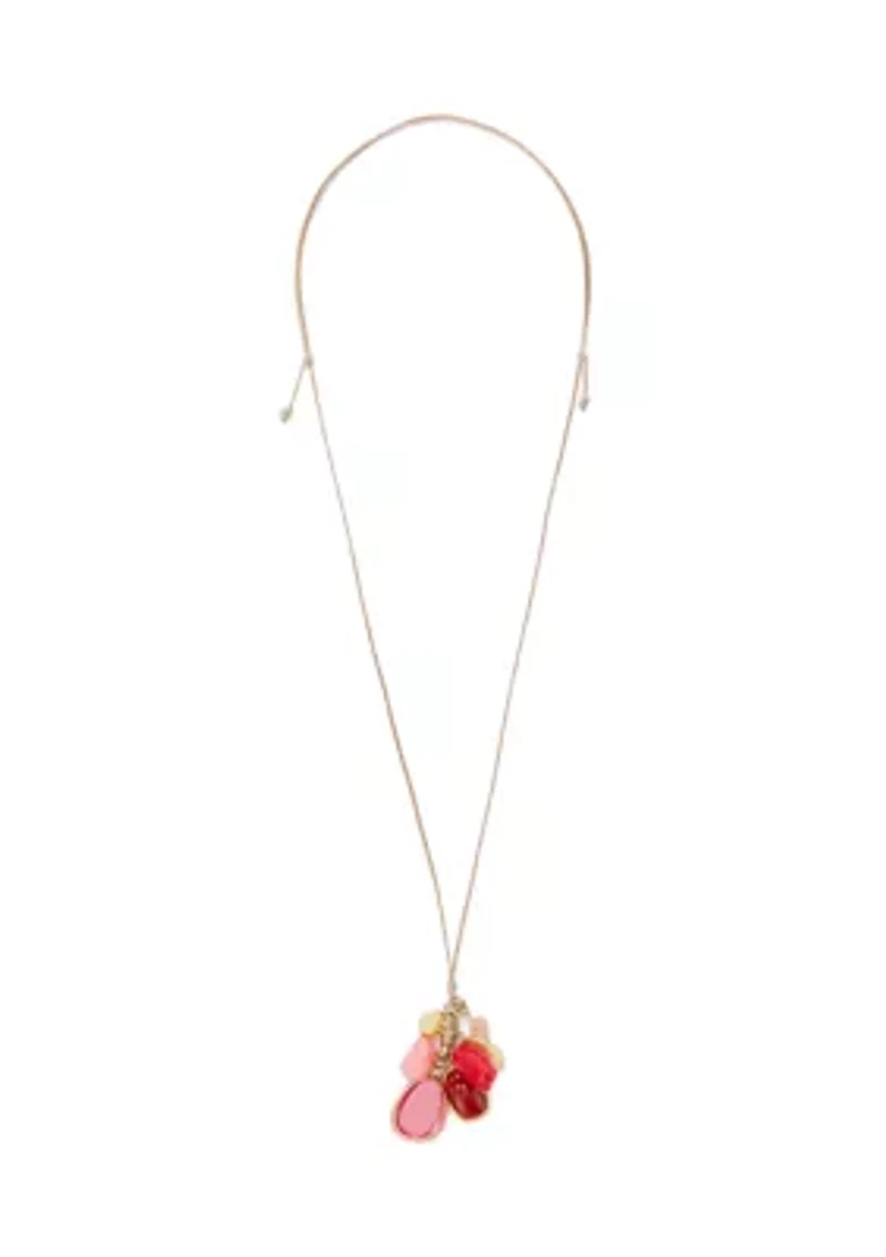 Gold Tone Berry Shaky Pendant Cord Necklace