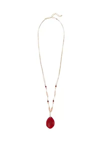Gold Tone Berry Lone Stone Pendant Necklace