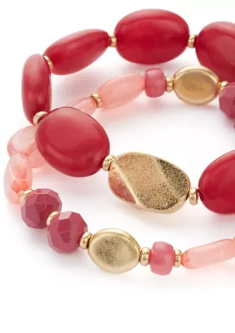 Gold Tone Berry Beaded Bracelet Set