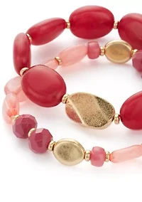 Gold Tone Berry Beaded Bracelet Set