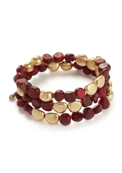 Women's Gold Tone Berry Beaded Coil Bracelet