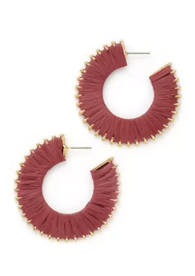 Women's Gold Tone Berry Thread Wrapped Hoop Earrings
