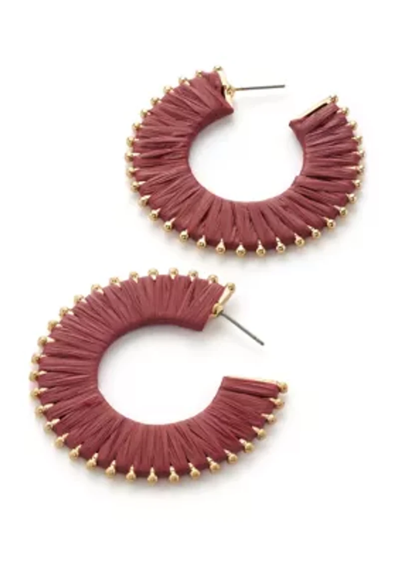 Women's Gold Tone Berry Thread Wrapped Hoop Earrings