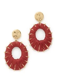 Gold Tone Berry Wrapped Oval Drop Earrings