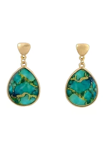 Gold-Tone Teal Multi Teardrop Drop Earrings