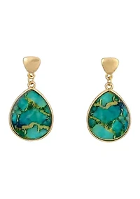Gold-Tone Teal Multi Teardrop Drop Earrings
