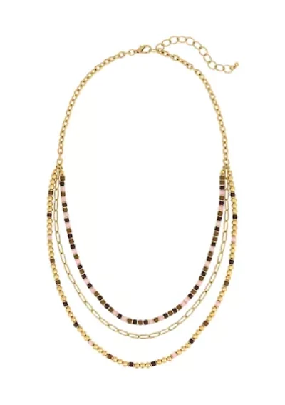 Multi Bead Chain Layered Necklace 