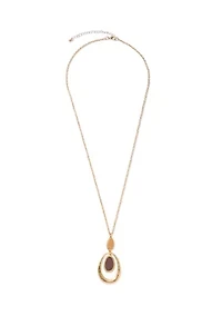  Brown Oval Orbital Pendant Necklace