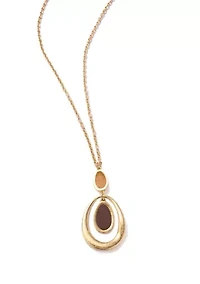  Brown Oval Orbital Pendant Necklace