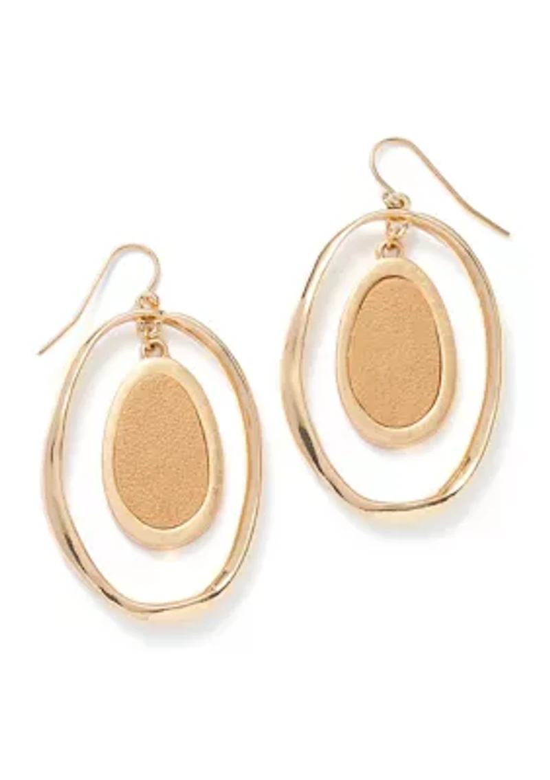 Oval Orbital Gold Tone Earrings