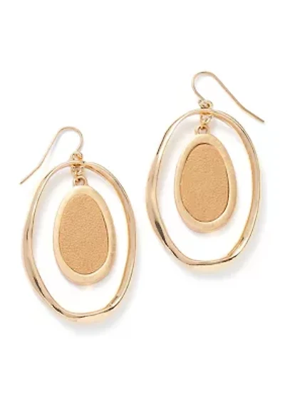 Oval Orbital Gold Tone Earrings