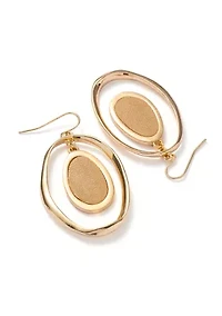 Oval Orbital Gold Tone Earrings