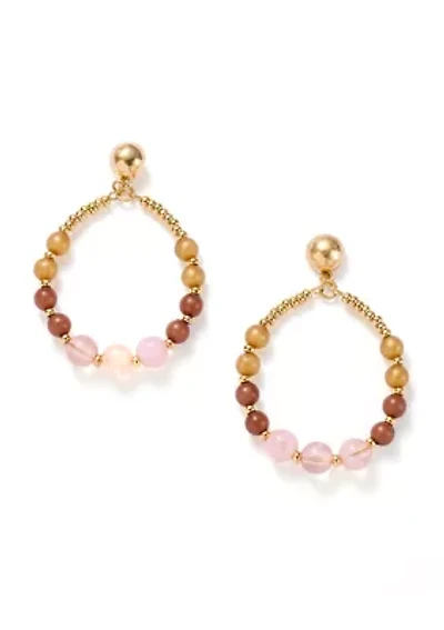 Multi Beaded Gold Tone Earrings