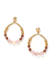 Multi Beaded Gold Tone Earrings