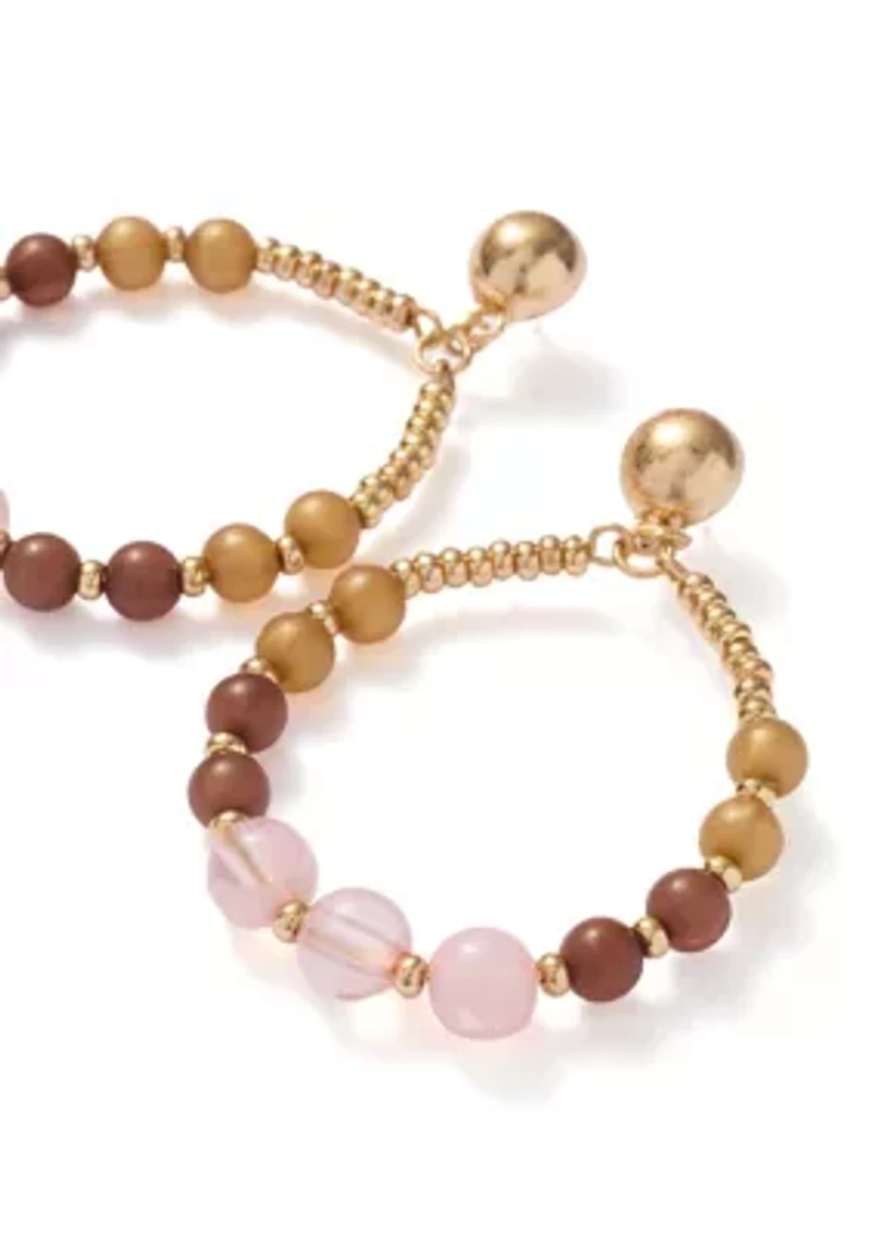 Multi Beaded Gold Tone Earrings